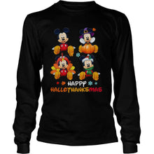 Load image into Gallery viewer, Mickey Mouse Disney Halloween And Merry Christmas Happy Hallothanksmas 2020 T-Shirt, Ladies T-Shirt, LongSleeve, Sweatshirt, Hoodie 2D
