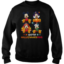 Load image into Gallery viewer, Mickey Mouse Disney Halloween And Merry Christmas Happy Hallothanksmas 2020 T-Shirt, Ladies T-Shirt, LongSleeve, Sweatshirt, Hoodie 2D
