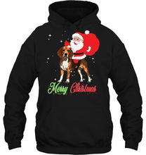 Load image into Gallery viewer, Merry Christmas Santa Claus Riding Beagle T-Shirt, Ladies T-Shirt, LongSleeve, Hoodie 2D

