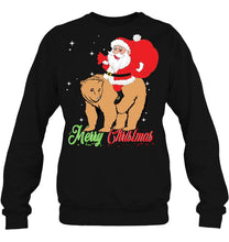 Load image into Gallery viewer, Merry Christmas Santa Claus Riding A Bear T-Shirt, Ladies T-Shirt, LongSleeve, Hoodie 2D

