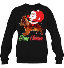 Load image into Gallery viewer, Merry Christmas Santa Claus Riding American Cocker Spaniel T-Shirt, Ladies T-Shirt, LongSleeve, Hoodie 2D
