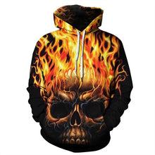 Load image into Gallery viewer, Mens Hoodies 3D Printed Fire Skull Pattern Printing Halloween Hoodies
