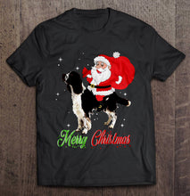 Load image into Gallery viewer, Merry Christmas Santa Claus Riding English Springer Spaniel T-Shirt, Ladies T-Shirt, LongSleeve, Hoodie 2D
