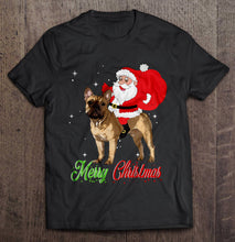 Load image into Gallery viewer, Merry Christmas Santa Claus Riding French Bulldog T-Shirt, Ladies T-Shirt, LongSleeve, Hoodie 2D

