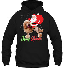 Load image into Gallery viewer, Merry Christmas Santa Claus Riding Poodle T-Shirt, Ladies T-Shirt, LongSleeve, Hoodie 2D
