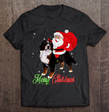 Load image into Gallery viewer, Merry Christmas Santa Claus Riding Bernese Mountain T-Shirt, Ladies T-Shirt, LongSleeve, Hoodie 2D
