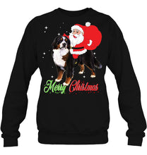 Load image into Gallery viewer, Merry Christmas Santa Claus Riding Bernese Mountain T-Shirt, Ladies T-Shirt, LongSleeve, Hoodie 2D
