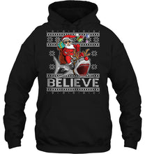 Load image into Gallery viewer, Believe Santa Claus Riding Shark Christmas T-Shirt, Ladies T-Shirt, LongSleeve, Hoodie 2D
