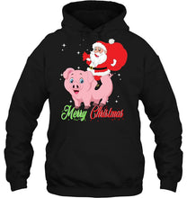 Load image into Gallery viewer, Merry Christmas Santa Claus Riding A Pig T-Shirt, Ladies T-Shirt, LongSleeve, Hoodie 2D
