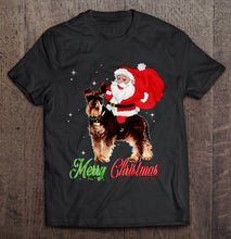 Load image into Gallery viewer, Merry Christmas Santa Claus Riding Miniature Schnauzer T-Shirt, Ladies T-Shirt, LongSleeve, Hoodie 2D
