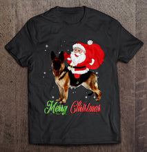 Load image into Gallery viewer, Merry Christmas Santa Claus Riding German Shepherd T-Shirt, Ladies T-Shirt, LongSleeve, Hoodie 2D
