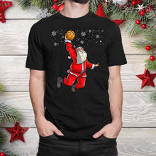 Load image into Gallery viewer, Basketball Pajamas Santa Claus Slam Dunk Christmas T-Shirt, Ladies T-Shirt, Hoodie 2D

