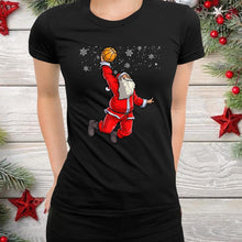 Load image into Gallery viewer, Basketball Pajamas Santa Claus Slam Dunk Christmas T-Shirt, Ladies T-Shirt, Hoodie 2D
