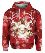 Load image into Gallery viewer, Chihuahua 3D – Christmas 3D PULLOVER FULL PRINTED HOODIES 3D
