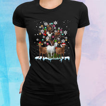 Load image into Gallery viewer, Christmas Goat On Tree Funny Santa Goat Lover T-Shirt, Ladies T-Shirt, Hoodie 2D
