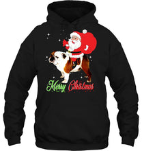 Load image into Gallery viewer, Merry Christmas Santa Claus Riding Bulldog T-Shirt, Ladies T-Shirt, LongSleeve, Hoodie 2D
