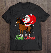 Load image into Gallery viewer, Merry Christmas Santa Claus Riding A Horse T-Shirt, Ladies T-Shirt, LongSleeve, Hoodie 2D
