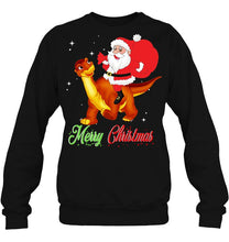 Load image into Gallery viewer, Merry Christmas Santa Claus Riding A Dinosaurs T-Shirt, Ladies T-Shirt, LongSleeve, Hoodie 2D
