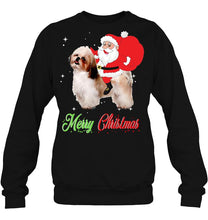 Load image into Gallery viewer, Merry Christmas Santa Claus Riding Shih Tzu T-Shirt, Ladies T-Shirt, LongSleeve, Hoodie 2D
