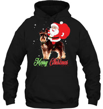 Load image into Gallery viewer, Merry Christmas Santa Claus Riding Miniature Schnauzer T-Shirt, Ladies T-Shirt, LongSleeve, Hoodie 2D
