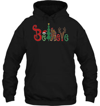 Load image into Gallery viewer, Believe Santa Claus Bigfoot Christmas Sweater T-Shirt, Ladies T-Shirt, LongSleeve, Hoodie 2D
