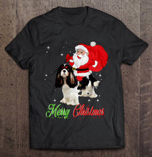 Load image into Gallery viewer, Merry Christmas Santa Claus Riding Cavalier King Charles Spaniel T-Shirt, Ladies T-Shirt, LongSleeve, Hoodie 2D
