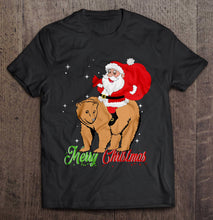 Load image into Gallery viewer, Merry Christmas Santa Claus Riding A Bear T-Shirt, Ladies T-Shirt, LongSleeve, Hoodie 2D
