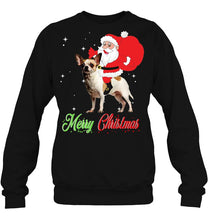 Load image into Gallery viewer, Merry Christmas Santa Claus Riding Chihuahua T-Shirt, Ladies T-Shirt, LongSleeve, Hoodie 2D
