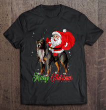 Load image into Gallery viewer, Merry Christmas Santa Claus With Bernese Mountain Dog T-Shirt, Ladies T-Shirt, LongSleeve, Hoodie 2D

