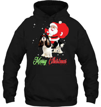 Load image into Gallery viewer, Merry Christmas Santa Claus Riding Cavalier King Charles Spaniel T-Shirt, Ladies T-Shirt, LongSleeve, Hoodie 2D
