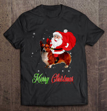 Load image into Gallery viewer, Merry Christmas Santa Claus Riding Pembroke Welsh Corgi T-Shirt, Ladies T-Shirt, LongSleeve, Hoodie 2D
