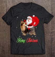 Load image into Gallery viewer, Merry Christmas Santa Claus Riding Yorkshire Terrier T-Shirt, Ladies T-Shirt, LongSleeve, Hoodie 2D
