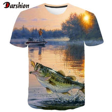 Load image into Gallery viewer, 3D T shirt Men Short Sleeve Shirt Animal Fishing 3D Print
