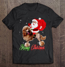Load image into Gallery viewer, Merry Christmas Santa Claus Riding Poodle T-Shirt, Ladies T-Shirt, LongSleeve, Hoodie 2D
