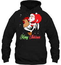 Load image into Gallery viewer, Merry Christmas Santa Claus Riding A Chicken T-Shirt, Ladies T-Shirt, LongSleeve, Hoodie 2D
