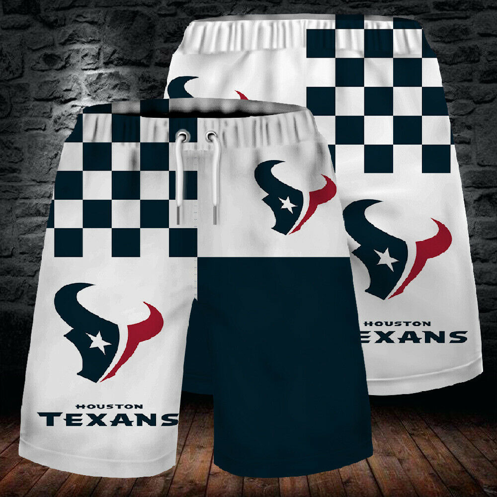 2020 Houston Texans Summer Beach Shorts Men's Cool Sport Short Pants 3D Swim Trunks