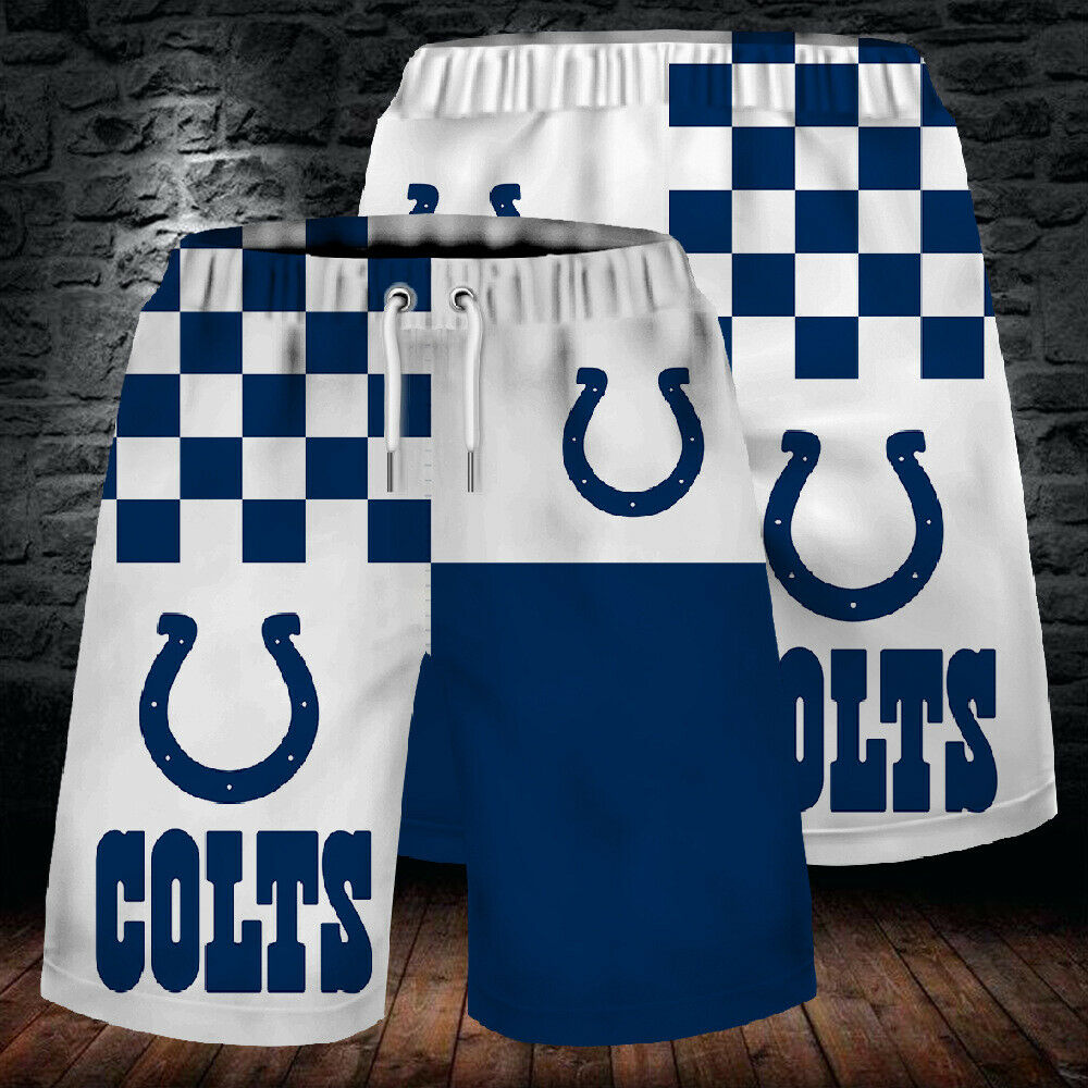 2020 Indianapolis Colts Summer Beach Shorts Men's Cool Sport Short Pants 3D Swim Trunks