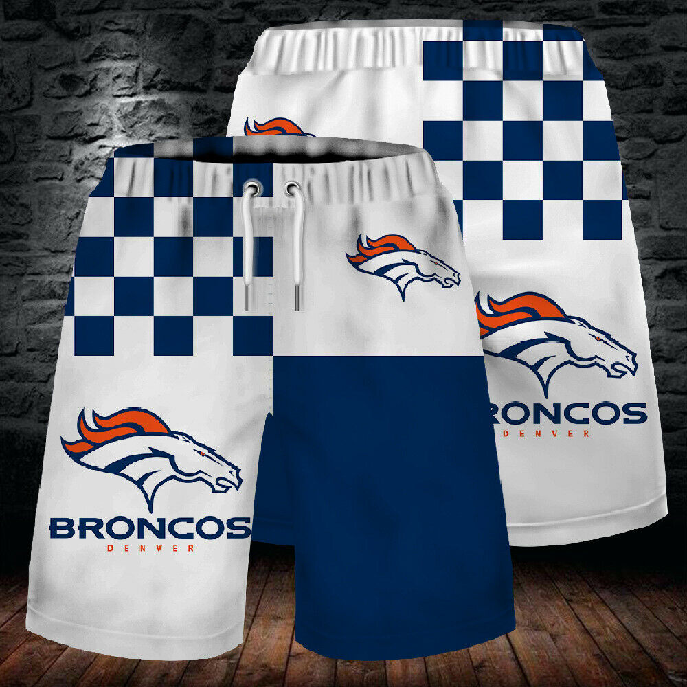 2020 HOT Denver Broncos NFL Football Summer Beach Shorts Men's Cool Sport Short Pants 3D Swim Trunks