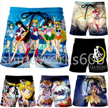 Load image into Gallery viewer, Anime Sailor Moon 3D Shorts Summer Beach Mens Womens Cool Sport Short Pants 3D Swim Trunks
