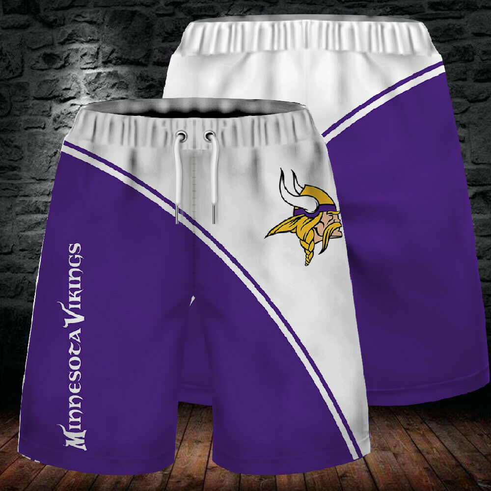 2020 Minnesota Vikings Summer Beach Shorts Men's Cool Sport Short Pants 3D Swim Trunks
