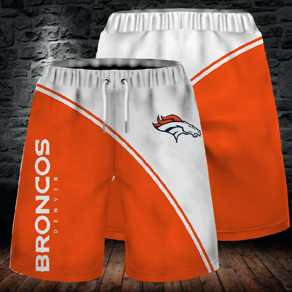 2020 Denver Broncos Football Summer Beach Shorts Men's Cool Sport Short Pants 3D Swim Trunks