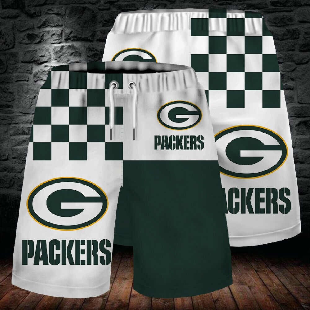 2020 Green Bay Packers Summer Beach Shorts Men's Cool Sport Short Pants 3D Swim Trunks