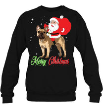 Load image into Gallery viewer, Merry Christmas Santa Claus Riding French Bulldog T-Shirt, Ladies T-Shirt, LongSleeve, Hoodie 2D

