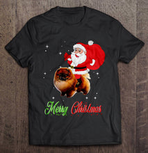 Load image into Gallery viewer, Merry Christmas Santa Claus Riding Pomeranian T-Shirt, Ladies T-Shirt, LongSleeve, Hoodie 2D
