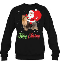 Load image into Gallery viewer, Merry Christmas Santa Claus Riding Yorkshire Terrier T-Shirt, Ladies T-Shirt, LongSleeve, Hoodie 2D
