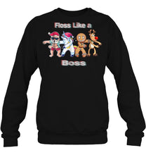 Load image into Gallery viewer, Floss Like A Boss Santa Unicorn Gingerbread Reindeer Christmas T-Shirt, Ladies T-Shirt, LongSleeve, Sweatshirt, Hoodie 2D
