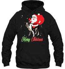 Load image into Gallery viewer, Merry Christmas Santa Claus Riding Boston Terrier T-Shirt, Ladies T-Shirt, LongSleeve, Hoodie 2D
