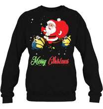 Load image into Gallery viewer, Merry Christmas Santa Claus And Minion T-Shirt, Ladies T-Shirt, LongSleeve, Hoodie 2D
