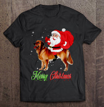 Load image into Gallery viewer, Merry Christmas Santa Claus Riding Golden Retriever T-Shirt, Ladies T-Shirt, LongSleeve, Hoodie 2D
